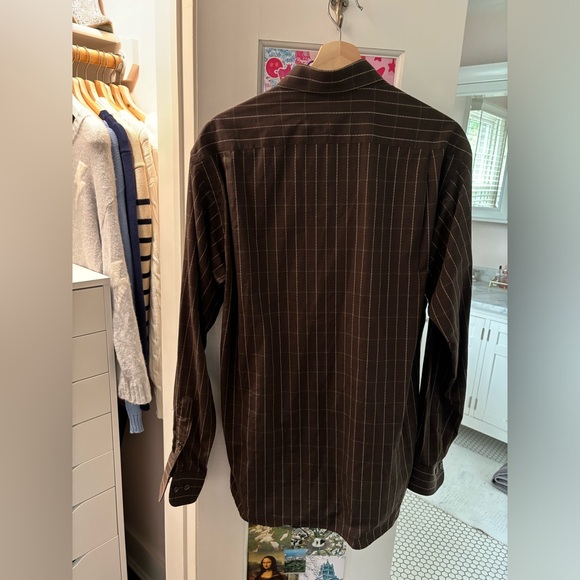 VINTAGE MENS BURBERRY BROWN BUTTON DOWN - Picture 2 of 5